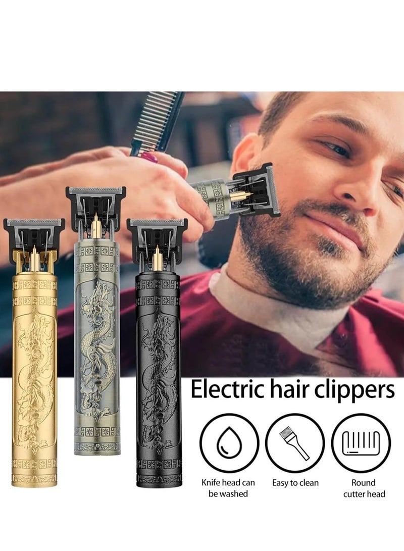 vintage Hair Trimming Vintage T9 Electric Hair Cutting Machine Hair Clipper Professional Men Shaver Rechargeable Barber Trimmer for Men Dragon Buddha Mini is Easy to use (Color : Gold) - Image 2