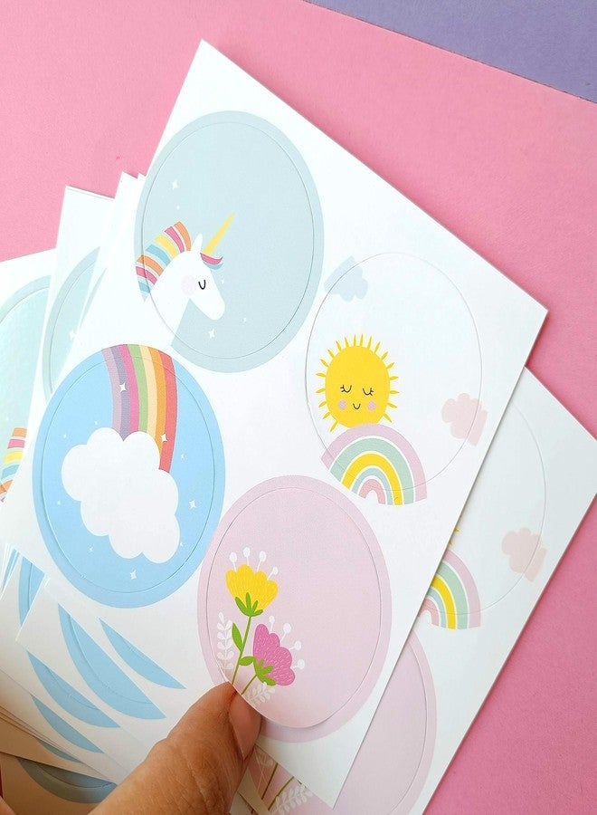 weRevel Magical Unicorn and Floral Note Stickers, 40 Pieces, 2 inches, Round, 4 Unique Designs, Made of Paper-Self-Adhesive - Image 5