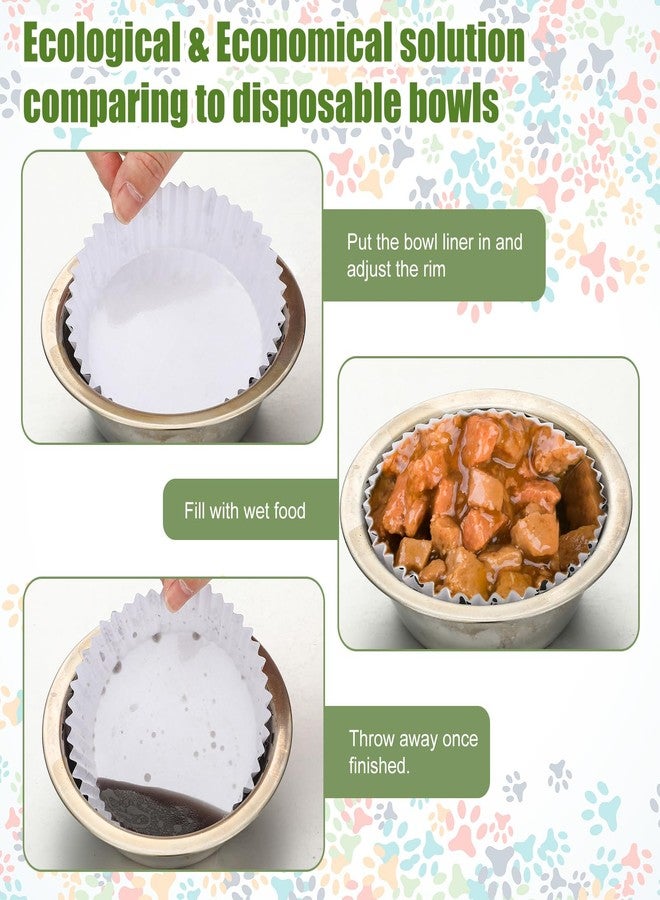 meekoo 600 Pcs Large Pet Disposable Feeding Bowls Liner Bulk Cat Food Bowls Small Paper Dish Paper Liner for Small Dogs Cats Dish Wet Food Feeding Station(White,Paw) - Image 5