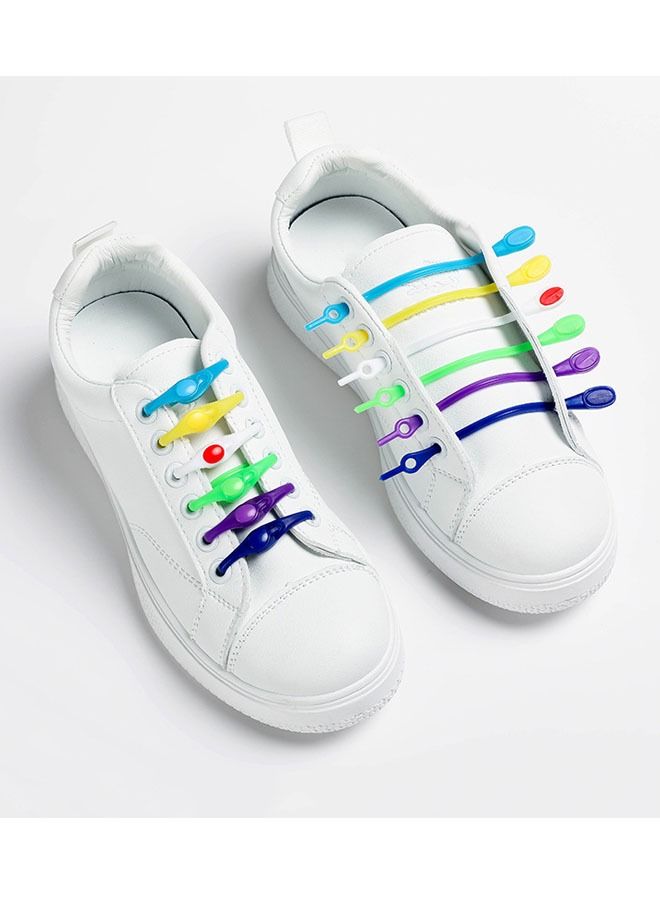 ZCM-HAPPY 12-Piece Elastic Silicone Waterproof No Tie Shoelaces Set  - Image 5