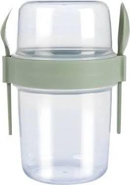 Hane216 Double Chamber - Portable Muesli with Fork and Spoon - Snack Container 1100 ml