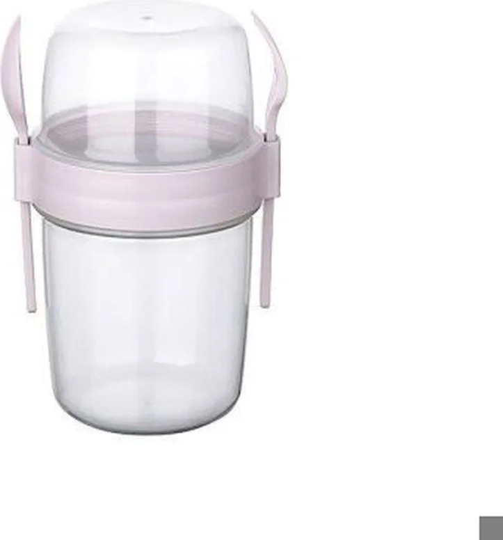 Hane216 Double Chamber - Portable Muesli with Fork and Spoon - Snack Container 1100 ml