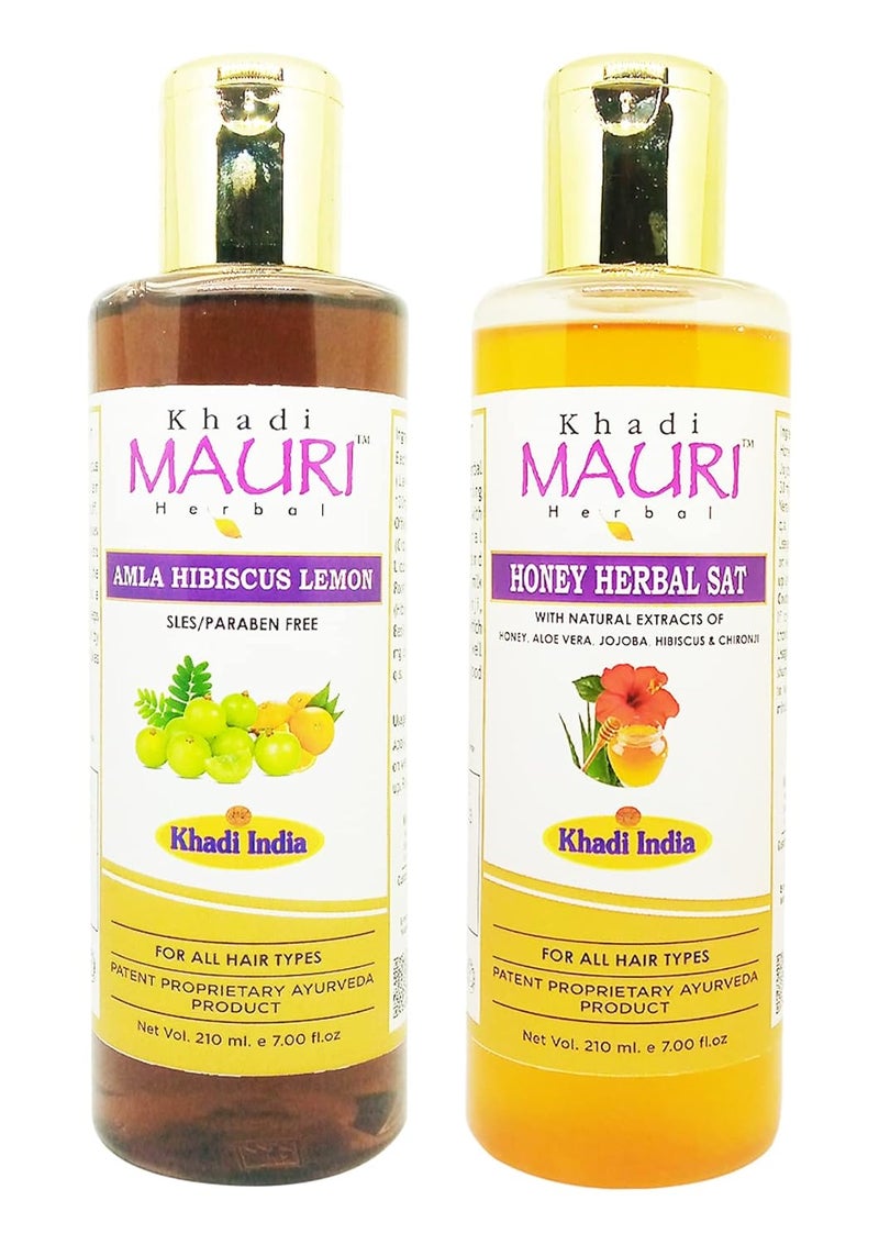 Khadi Mauri Amla Hibiscus Lemon Honey Shampoo Pack of 2 420 ml - Image 1