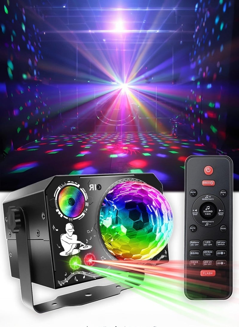 WALALLA Disco Light with Remote, RGB Party Lights Laser Stage Light DJ Disco Ball Lights with 64 Projector Effect and Sound Activated, LED Stage Strobe Lights Holiday Gift for Birthday Party - Image 1