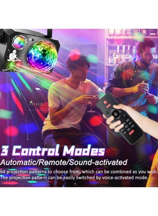 WALALLA Disco Light with Remote, RGB Party Lights Laser Stage Light DJ Disco Ball Lights with 64 Projector Effect and Sound Activated, LED Stage Strobe Lights Holiday Gift for Birthday Party - Image 4