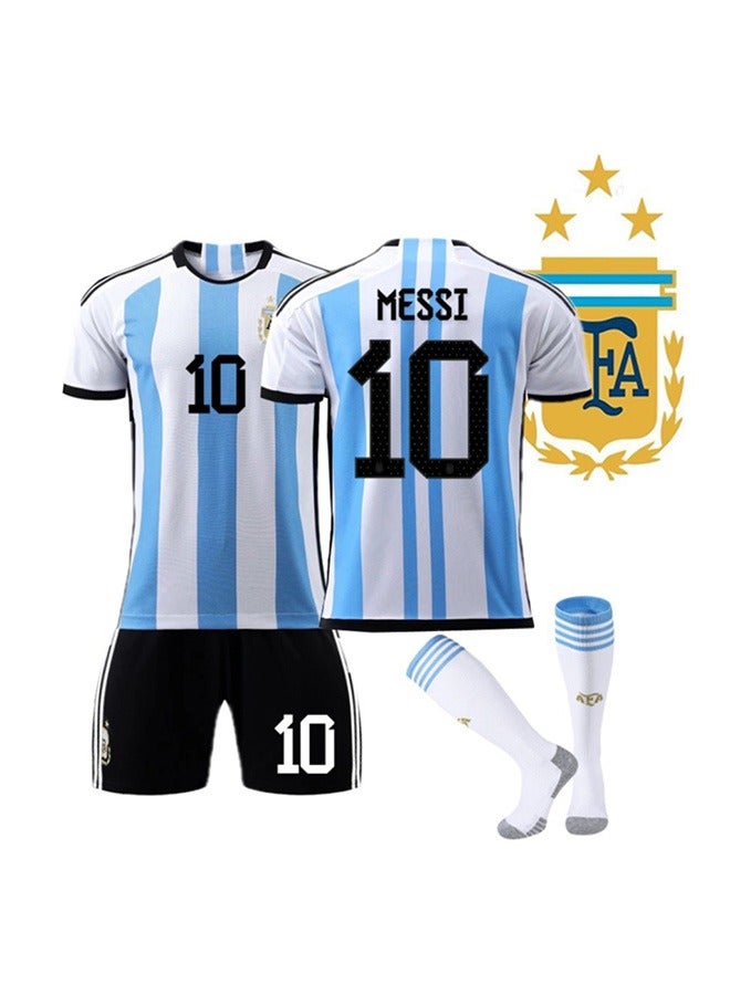 3-Piece World Cup Argentina 10 Messi jersey home and away national team football jersey  - Image 1