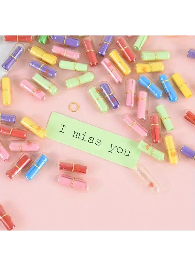 105pcs Mini Love Letter Capsules Set B02 Multi Color Transparent Cards With Gold Caps - Image 3