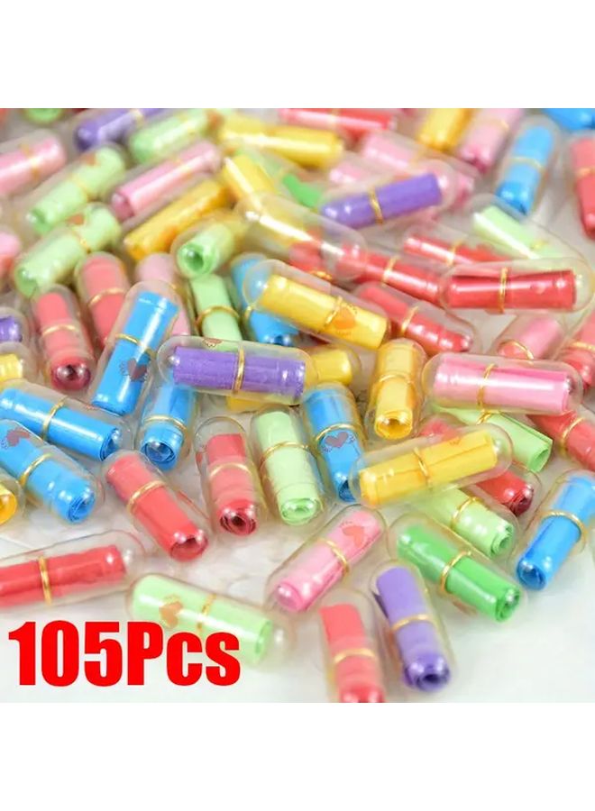 105pcs Mini Love Letter Capsules Set B02 Multi Color Transparent Cards With Gold Caps - Image 1