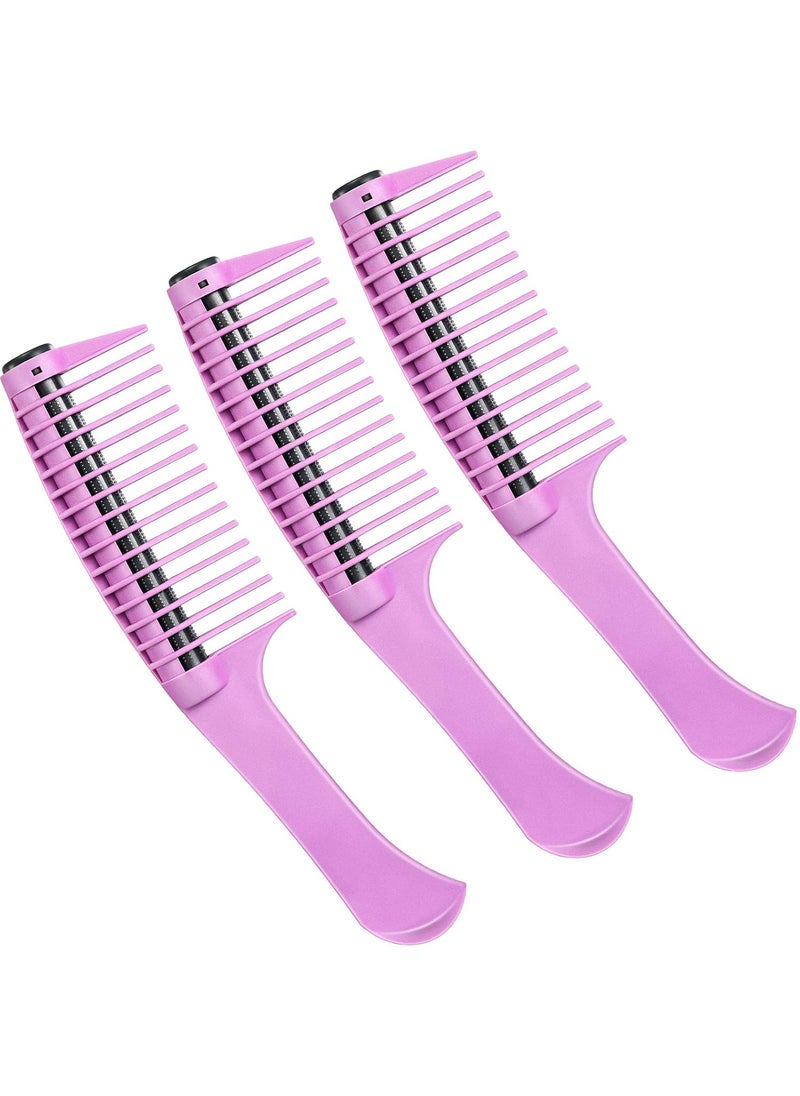Leinuosen 3 Packs Hair Comb Comb with Roller Detangling Comb with Roller Integrated Roller Hair Comb Anti Splicing Comb for Salon Barber Hair Dye Purple 