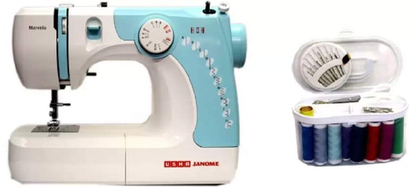 Usha MARVELA Blue with Sewing KIT Electric Sewing Machine (Built-in Stitches 14) - Image 1