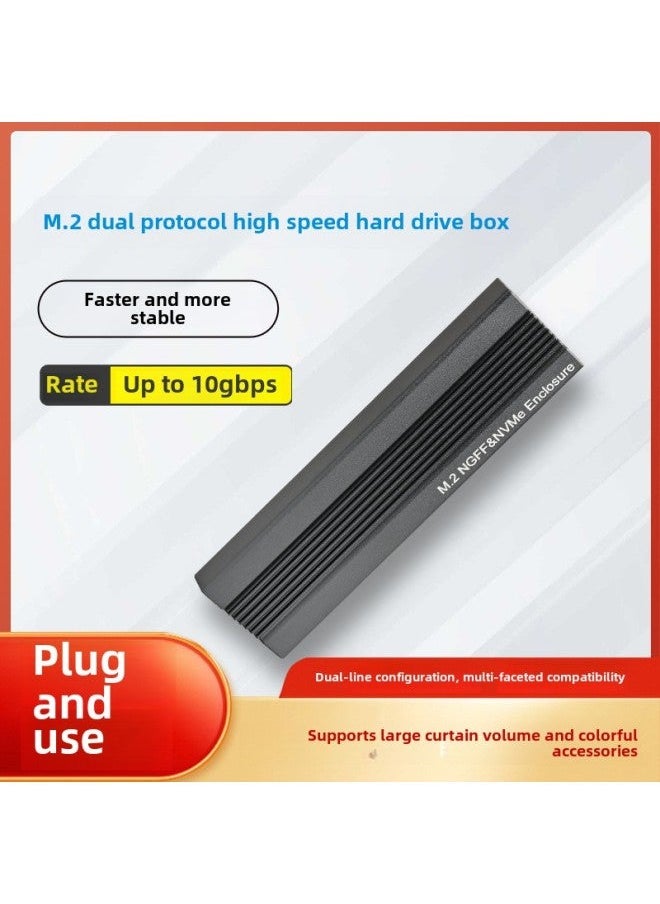 Generic Aluminum Alloy M.2 SSD Enclosure NVMe NGFF Dual Protocol USB3.1 Type-C Mobile Hard Drive High Speed Data Transfer Storage Device-Color:NGFF Color Box  - Image 1