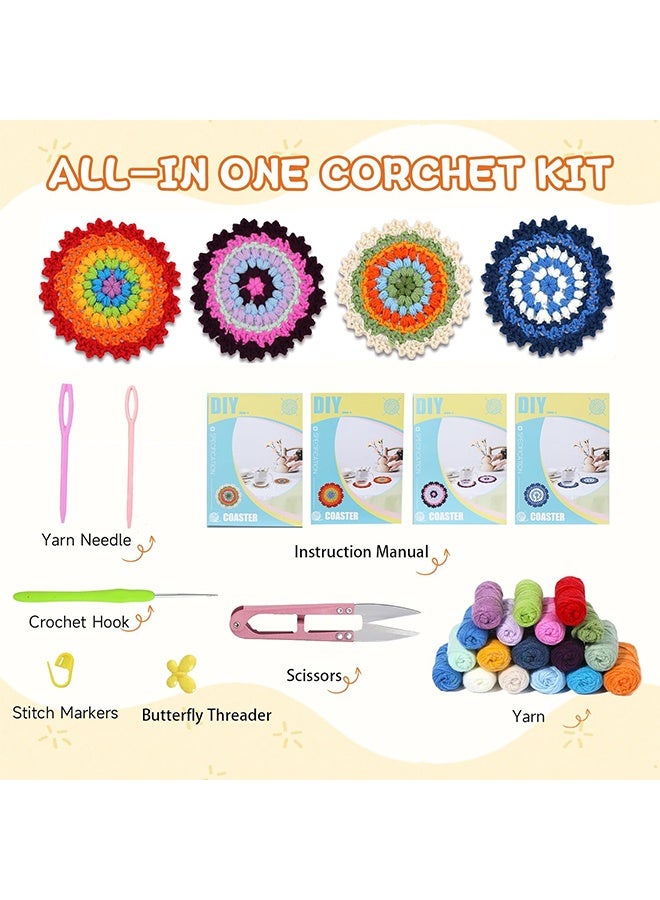 AL RAID Crochet Kit for Beginners - Crochet Starter Kits with Step-by-Step Video Tutorials, Beginner Crochet Kit for Adults Kids Crochet Lovers (Coaster) - Image 2