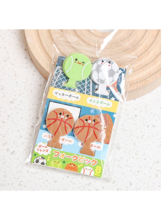 Japanese Cartoon Fruit Fork Cute Animal Fruit Fork Children Baby Special Fruit Sign Wholesale-Color:8pc Fruit Fork/football Paper Card  - Image 1