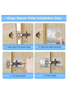 YIM-VIBEHAUS 12PCS Cabinet Hinge Repair Plate, Stainless Steel Hinge Repair Brackets Kit with Fixing Screws, Cabinet Hinge Repair Plate for Kitchen Cupboard Door  - Image 3