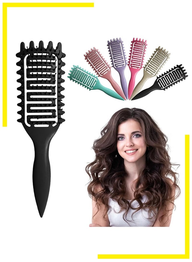 فرشاة تحديد الشعر المجعد، فرشاة شعر مجعد 2024، فرشاة شعر بفتحات تهوية لفك تشابك الشعر وتشكيله وتحديد تجعيدات الشعر للنساء والرجال، سحب أقل (أسود) - Image 1