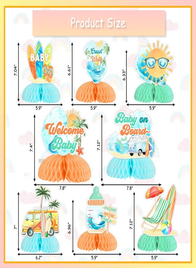 Balterever Surf Baby Shower Decorations Baby On Board Baby Shower Centerpieces Surf Honeycomb Centerpieces Baby Shower Table Decor Welcome Baby Summer Beach Hawaiian Baby Shower Supplies - Image 5