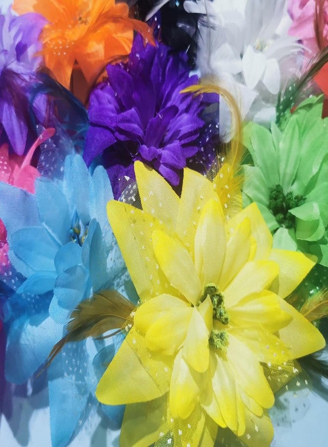 Backgarden 12pcs Multicolor Women Flower Feather Hair Clips for Prom Dance Performance Wedding Tea Party Accessory - Image 2