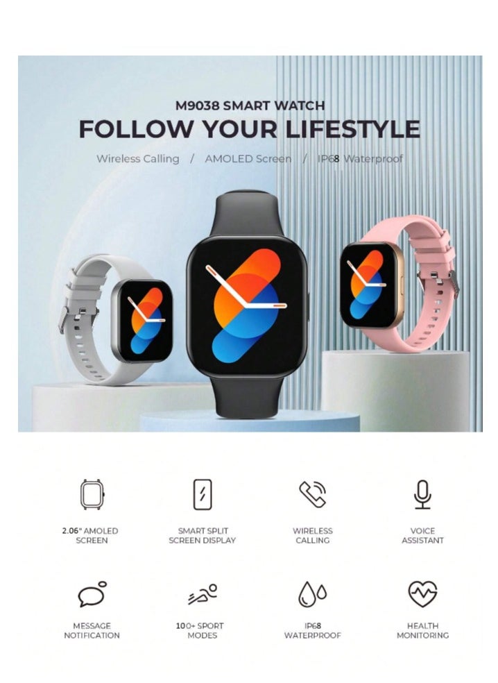 havit Smart Watch for Men & Smart Watch for Women – 2.06" Full Touch Fitness Smartwatch with Bluetooth Calling, IP68 Waterproof, Heart Rate, SpO2, Blood Pressure & Sleep Monitor, Zinc Alloy Body, Custom Watch Faces, Message & Call Notifications, Compatible with Android & iPhone, Business & Sports Use (Pink)  - Image 3