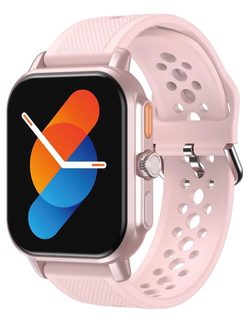 havit Smart Watch for Men & Smart Watch for Women - 2.06 Inch Full Touch Screen, Smart Fitness Watch with Bluetooth Calling, IP68 Waterproof, Heart Rate Monitoring, SpO2 Blood Oxygen, Blood Pressure & Sleep Tracking, Zinc Alloy Body, Custom Watch Faces, Call & Message Notifications, Compatible with Android & iPhone, for Business & Sports Use (Pink)