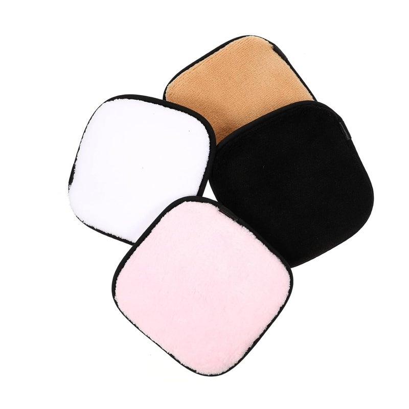 4pcs Facial Makeup Removal Sponges Square Short Hair Cleaning Sponges Ultra-Fine Fiber Soft and Absorbent for Daily Cleansing and Makeup Removal - Image 1