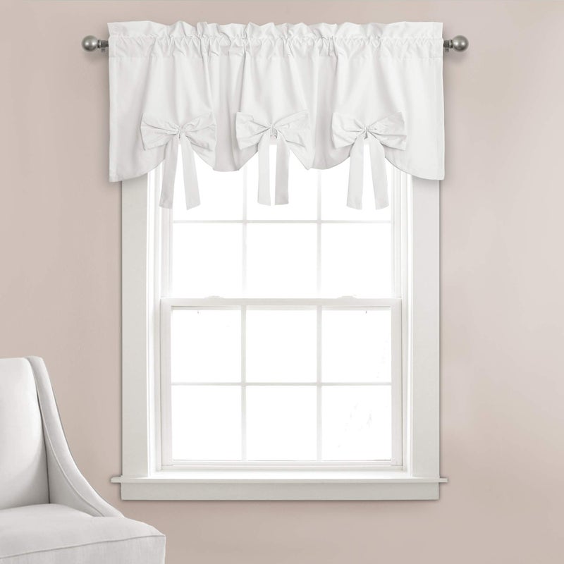 Lush Decor Melody Bow Valance Curtain 52" W x 18" L +3" White - Bow Curtains - Kitchen Valances for Windows - Coquette Valance Curtains for Bathroom - Image 5