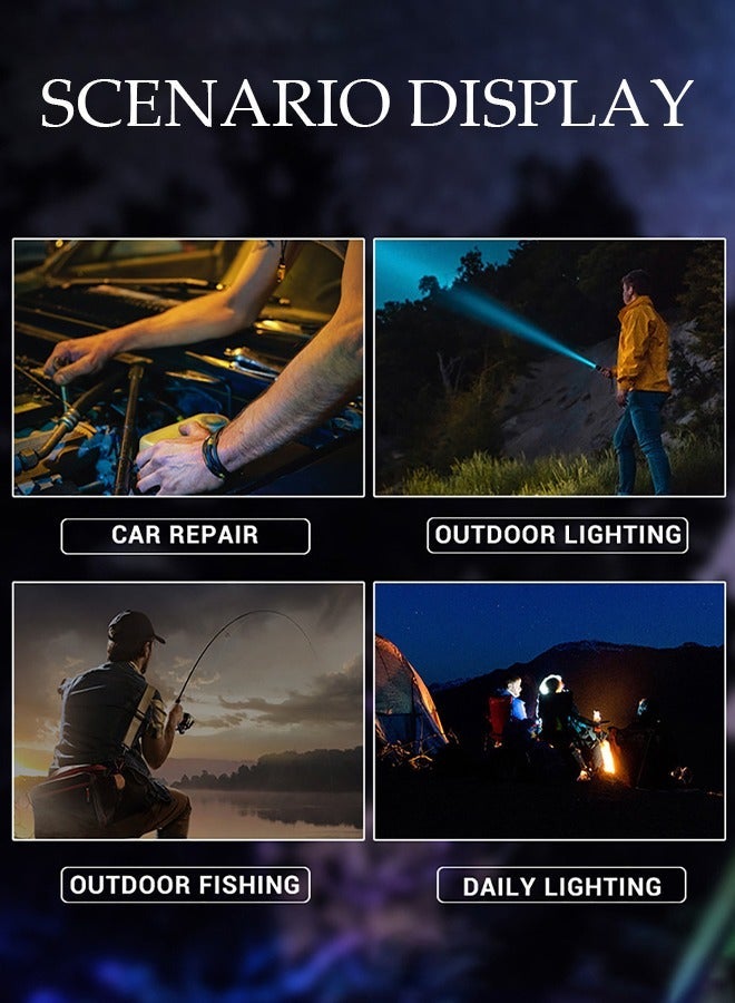 DUNISO Alloy LED Flashlights with Side Light Retractable Light Top Handheld Flashlight with Zoomable 7 Modes Super Bright Flashlights for Emergencies Camping Hiking - Image 5