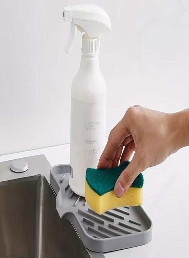 AMIQUS Silicone Kitchen Sink Organiser & Soap Holder - Multi-Purpose Sink Organizer for Kitchen Basin | Kitchen Soap Stand for Sink, Sponge Tray & Dish Soap Rack Tools | Organiser for Kitchen Counter - Image 4