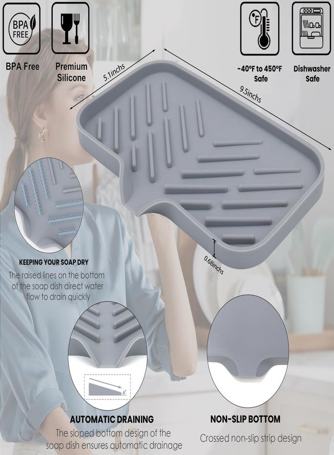 AMIQUS Silicone Kitchen Sink Organiser & Soap Holder - Multi-Purpose Sink Organizer for Kitchen Basin | Kitchen Soap Stand for Sink, Sponge Tray & Dish Soap Rack Tools | Organiser for Kitchen Counter - Image 5