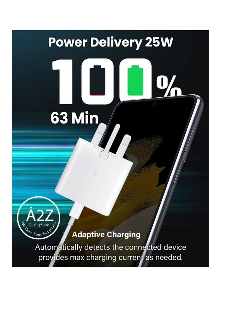 general Super Fast 25W Charger With 1 Year's Warranty Including USB C Charging Cable in Box For compatible Samsung S22, S22 Ultra, S20, S10, Note Series  Earlier Models With USB C Connector (White - Image 4