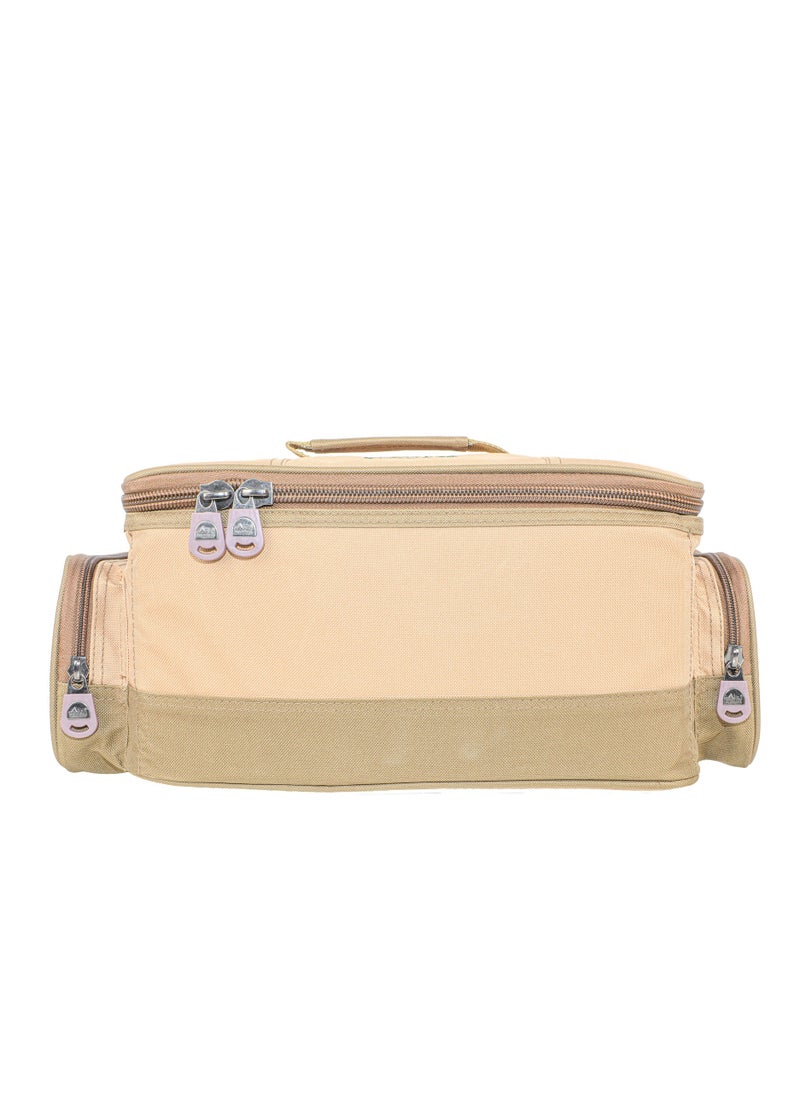 ALGHAFA - Camping Tool Bag, Camping and Travel Cookware Organizer, Travel Bag with Mesh Pockets, Portable Bag for Cooking, Grilling and Kitchen Tools, 17*25*35cm, Oxford Canvas, PVC Lining, Khaki Color - Image 1