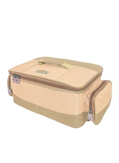 ALGHAFA Camping Tool Bag, Camping and Travel Cookware Organizer, Travel Bag with Mesh Pockets, Portable Bag for Cooking, Grilling and Kitchen Tools, 17*25*35cm, Oxford Canvas, PVC Lining, Khaki Color  - Image 2