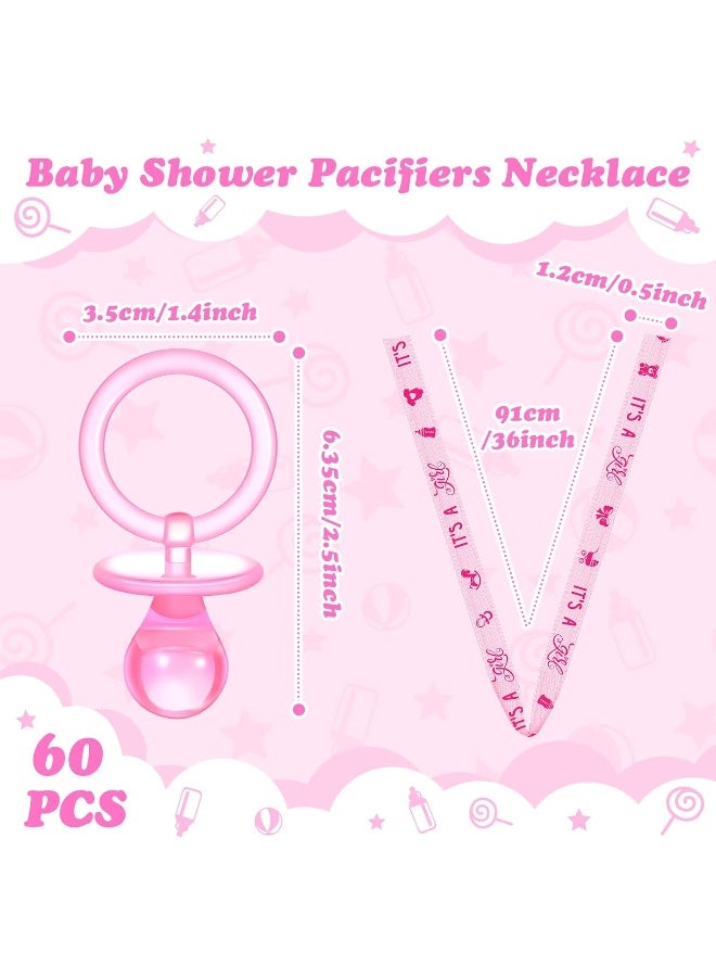 Coume 60 Pieces Baby Shower Pacifiers Necklace Acrylic Baby Pacifiers Party Favors Pacifiers Charm Pacifiers Necklace for Girls Boys Baby Shower Party Decorations Table Scatter - Image 3
