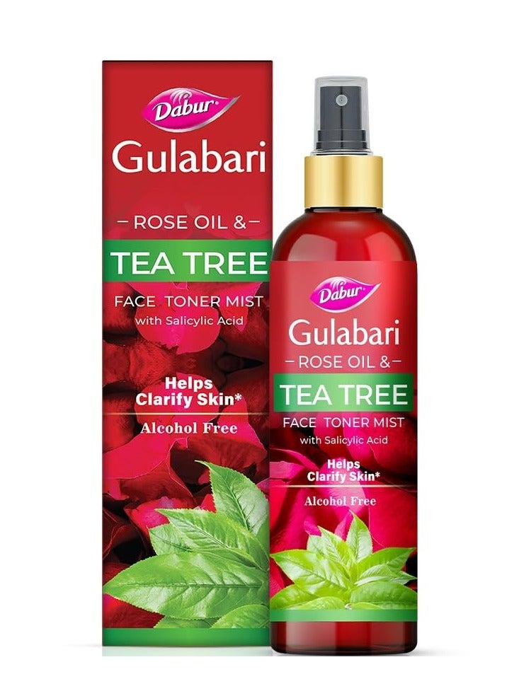 Dabur Gulabari Rose Oil & Tea Tree Face Toner Mist with Salicylic Acid Treats Breakouts, Blackheads, and Whiteheads | Tightens and Refines Pores | Alcohol Free | 100ml  - Image 1