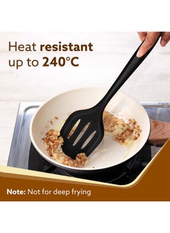 AGARO AGARO Deluxe Silicone Spatula Set of 3, Heat Resistant, Cooking, Baking and Mixing, Non-Stick Cookware, BPA Free, Seamless Design, Black.  - Image 3