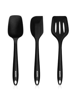 AGARO AGARO Deluxe Silicone Spatula Set of 3, Heat Resistant, Cooking, Baking and Mixing, Non-Stick Cookware, BPA Free, Seamless Design, Black.  - Image 1