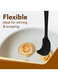 AGARO AGARO Deluxe Silicone Spatula Set of 3, Heat Resistant, Cooking, Baking and Mixing, Non-Stick Cookware, BPA Free, Seamless Design, Black.  - Image 5