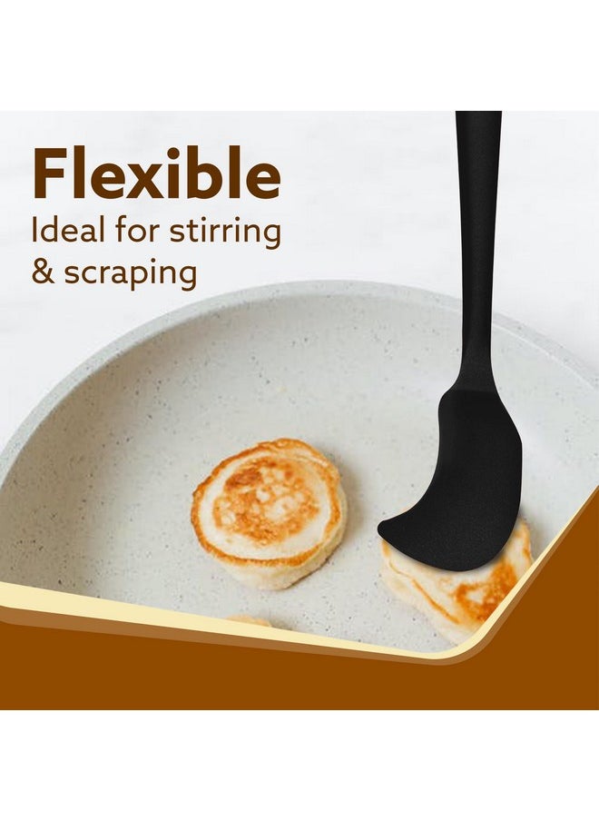 AGARO - AGARO Deluxe Silicone Spatula Set of 3, Heat Resistant, Cooking, Baking and Mixing, Non-Stick Cookware, BPA Free, Seamless Design, Black. - Image 1