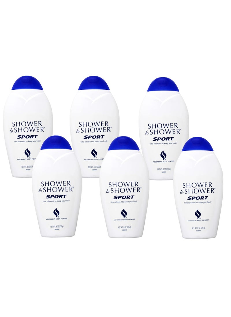 Shower To Shower - Shower to Shower Sport Absorbent Body Powder 8 oz (Pack of 6) - Image 1