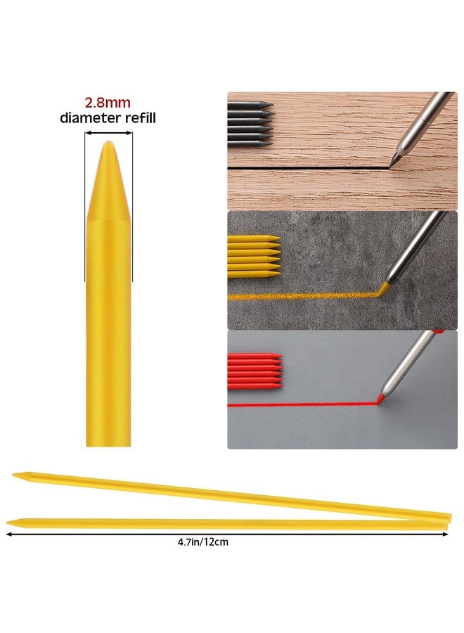 زهاو 120 قطعة من أقلام الرصاص النجار مقاس 2.8 مم، أقلام الرصاص Hb القابلة لإعادة التعبئة لأقلام البناء، أقلام الرصاص القابلة لإعادة التعبئة، أقلام الرصاص الميكانيكية القابلة لإعادة التعبئة للكتابة والرسم والتصميم والنجارة والبناء (أسود، أحمر، أصفر) - Image 2