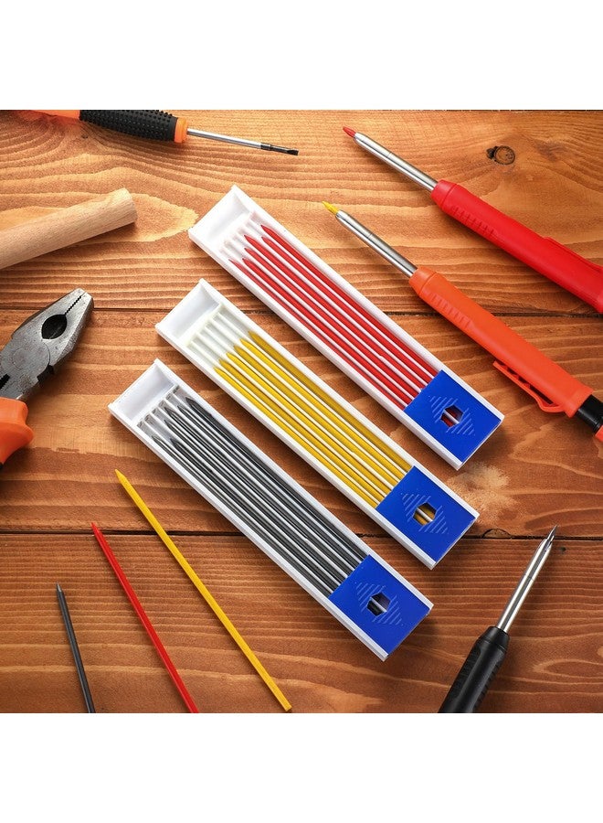 زهاو 120 قطعة من أقلام الرصاص النجار مقاس 2.8 مم، أقلام الرصاص Hb القابلة لإعادة التعبئة لأقلام البناء، أقلام الرصاص القابلة لإعادة التعبئة، أقلام الرصاص الميكانيكية القابلة لإعادة التعبئة للكتابة والرسم والتصميم والنجارة والبناء (أسود، أحمر، أصفر) - Image 4