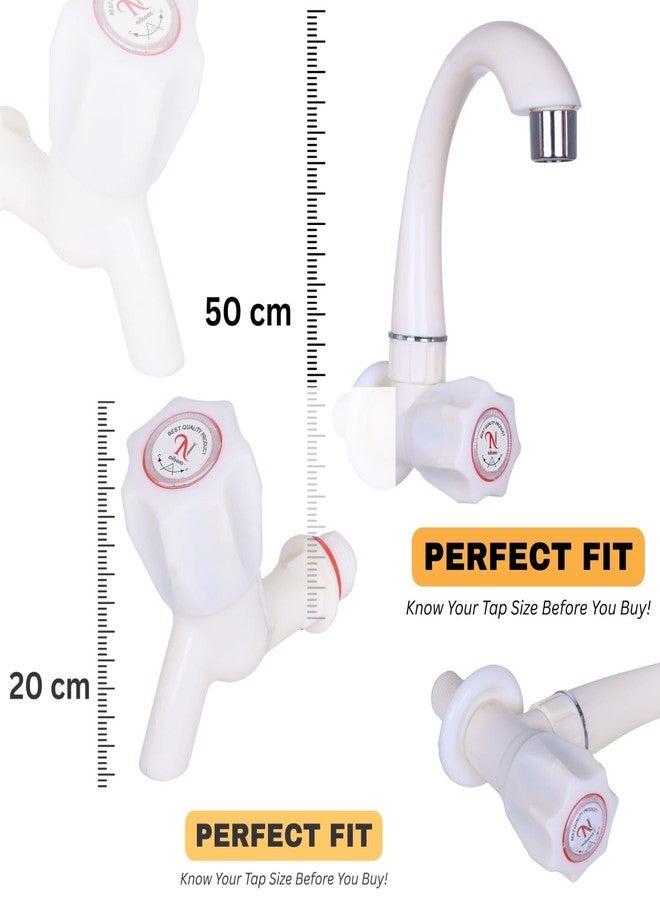 Nilsons Plastic Swan Neck Sink Cock Tap with 2 Bib Cocks - PVC Wall Mounted Tap Set for Kitchen, Bathroom & Utility Use | Leak-Proof, Rust-Free Faucet Combo - White (Pack of 3) - Image 3