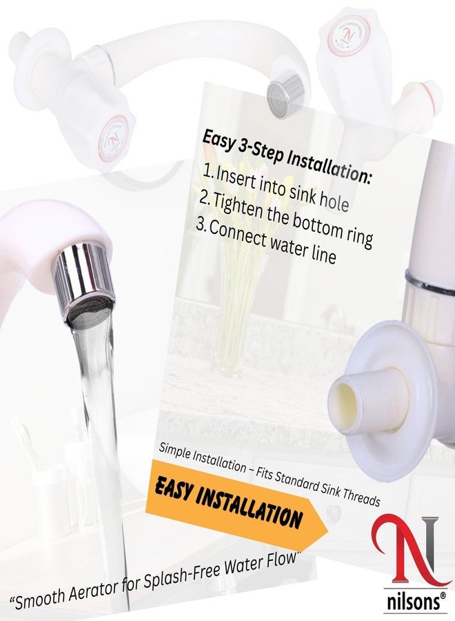 Nilsons Plastic Swan Neck Sink Cock Tap with 2 Bib Cocks - PVC Wall Mounted Tap Set for Kitchen, Bathroom & Utility Use | Leak-Proof, Rust-Free Faucet Combo - White (Pack of 3) - Image 5