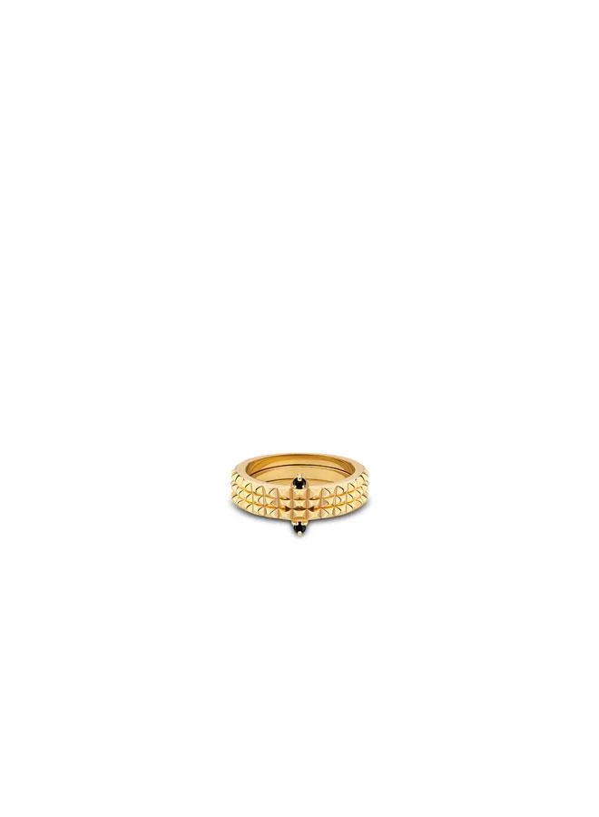 بوليس Ulua Gold Plated Ring with Hematite Crystal for Women's 56MM