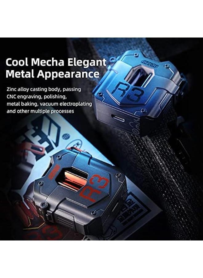 Generic - True Wireless Earbuds Bluetooth 5.3 Metal in-Ear Headphones Wireless Gaming Earbuds Cordless Ultra-Low Latency Cool Mecha Bluetooth Earphones TWS Stereo Ear Buds for iPhone Android PC (Flame-Red) - Image 1