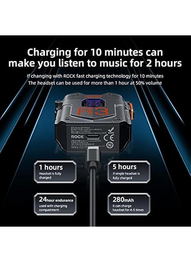 Generic - True Wireless Earbuds Bluetooth 5.3 Metal in-Ear Headphones Wireless Gaming Earbuds Cordless Ultra-Low Latency Cool Mecha Bluetooth Earphones TWS Stereo Ear Buds for iPhone Android PC (Flame-Red) - Image 1