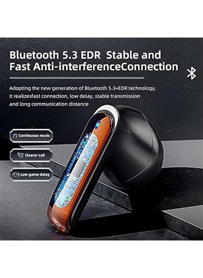 Generic - True Wireless Earbuds Bluetooth 5.3 Metal in-Ear Headphones Wireless Gaming Earbuds Cordless Ultra-Low Latency Cool Mecha Bluetooth Earphones TWS Stereo Ear Buds for iPhone Android PC (Flame-Red) - Image 1