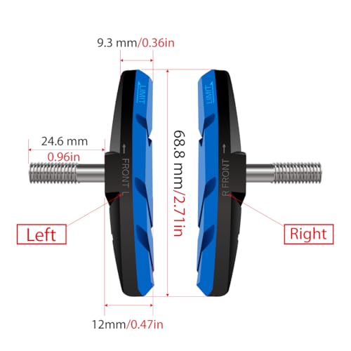 CNC 2 Pairs Bicycle V-Brake Pads, Bike 70mm V Brake Blocks Set, Cantilever Brake Pads Shoes for Mountain/Road/Kids/MTB/Children's/Cycle Bike Rim, Blue Black - Image 2