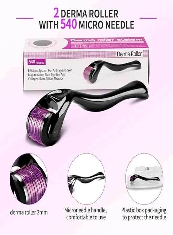 Derma Derma Roller Cross Needle Anti Aging Skin Rejuvenation, Hair Growth, Beard Growth with Steel Micro Needles (0.5mm) - Image 2