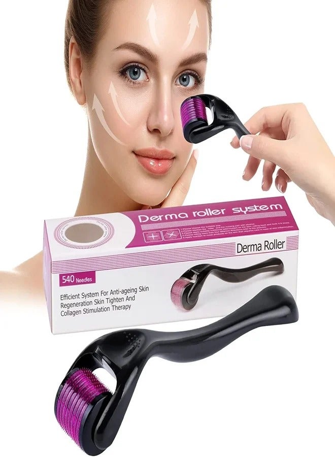 Derma Derma Roller Cross Needle Anti Aging Skin Rejuvenation, Hair Growth, Beard Growth with Steel Micro Needles (0.5mm) - Image 3