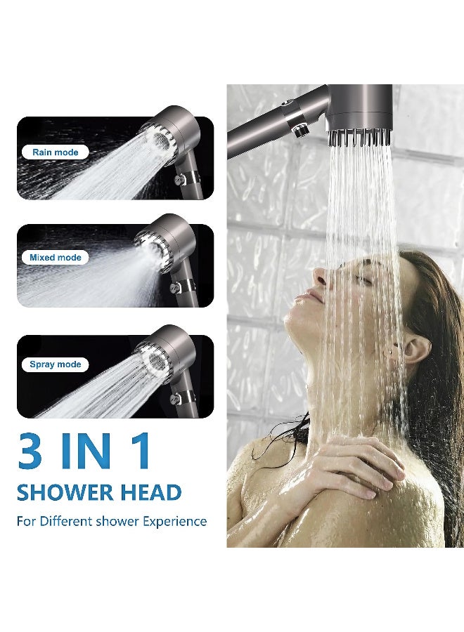 ZERIFAM Filtered Shower Head with Handheld, High Pressure 3 Spray Mode Showerhead with Hose, Bracket and Water Softener Filters for Hard Water Remove Chlorine and Harmful Substance - Image 2